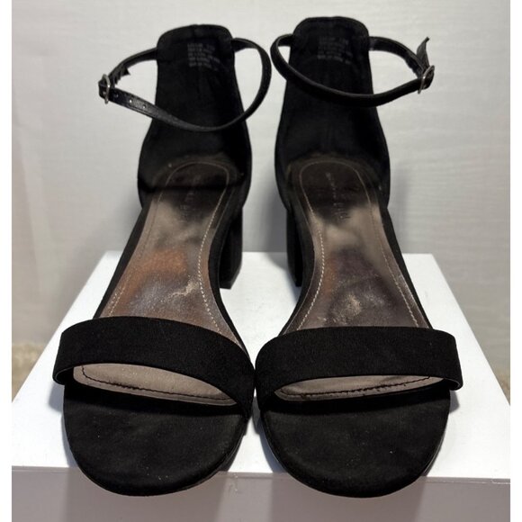 Madden Girl Shoes Lillian 10M Black Suede Block Heel Strap Sandals With Box EUC - Picture 4 of 11